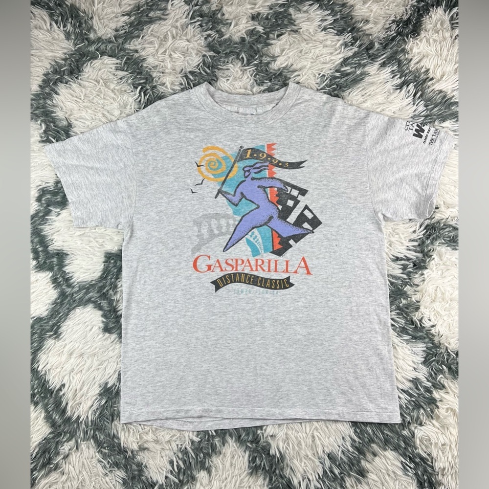Vintage Hanes Tag 1993 Gasparilla Distance Classic Tampa Florida Gray T-Shirt L